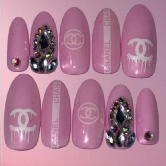 ChicTam Other - Luxury Handmade Pink Nail Art with Rhinestones